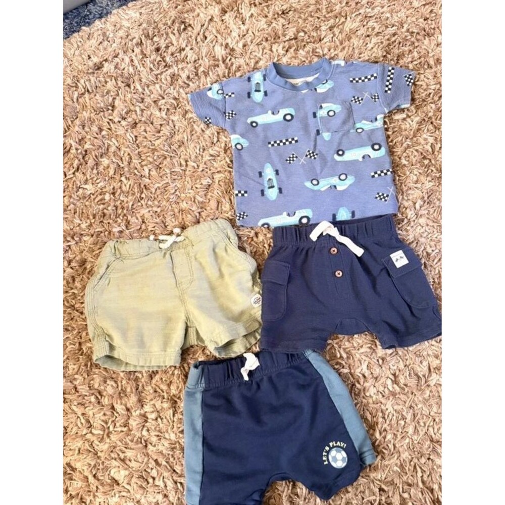 Carters H&M bundle boys neutral shorts set waffle linen cotton 9-12 months